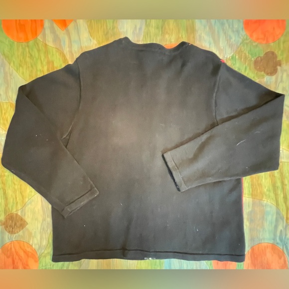 VICTORIA JONES Christmas Cardigan Sweater Sz M Black Full Zip Vintage - Picture 8 of 8